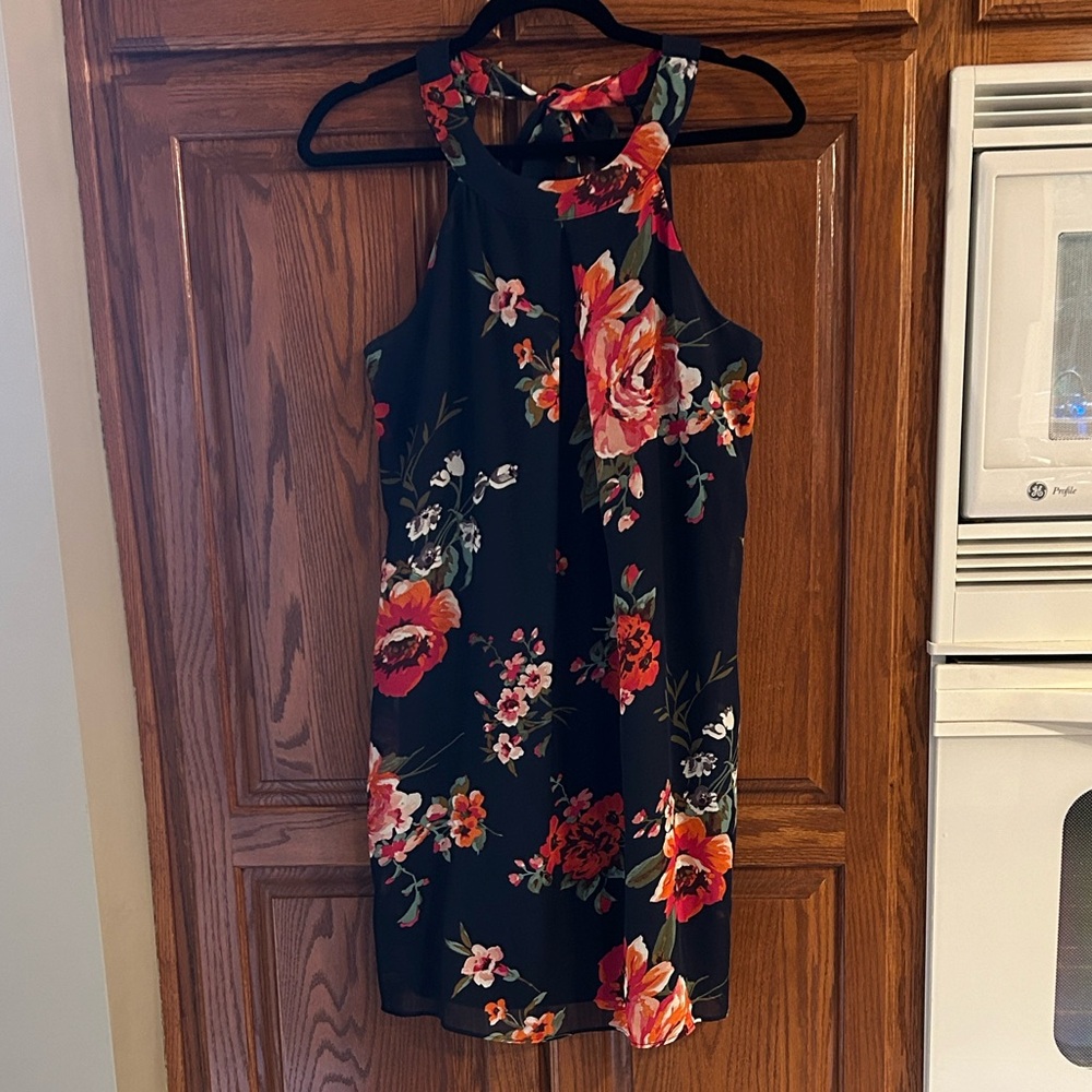 Iz Byer Navy Blue Floral Mini Dress